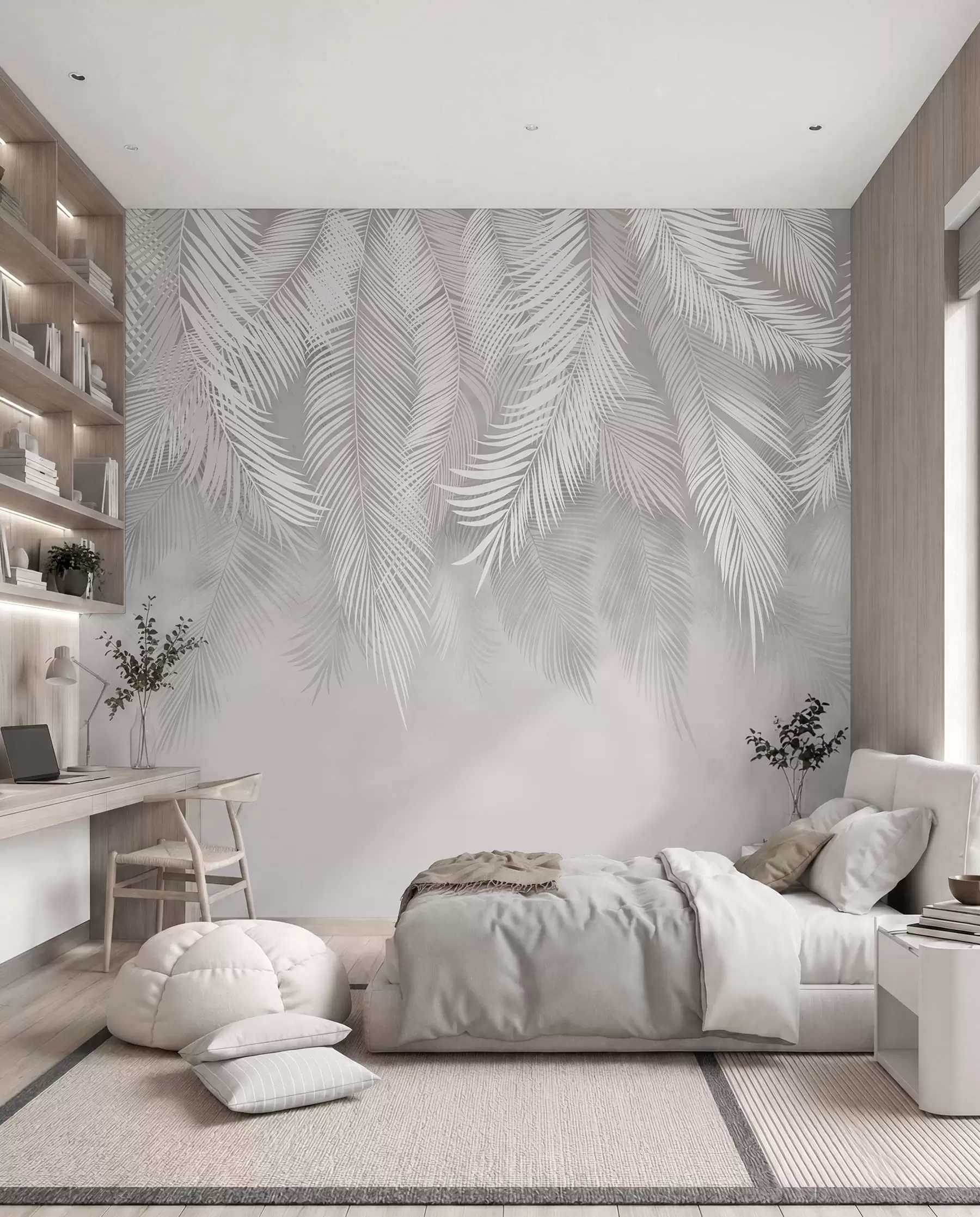 wall murals Srebrna palmina zavesa I u48556d1