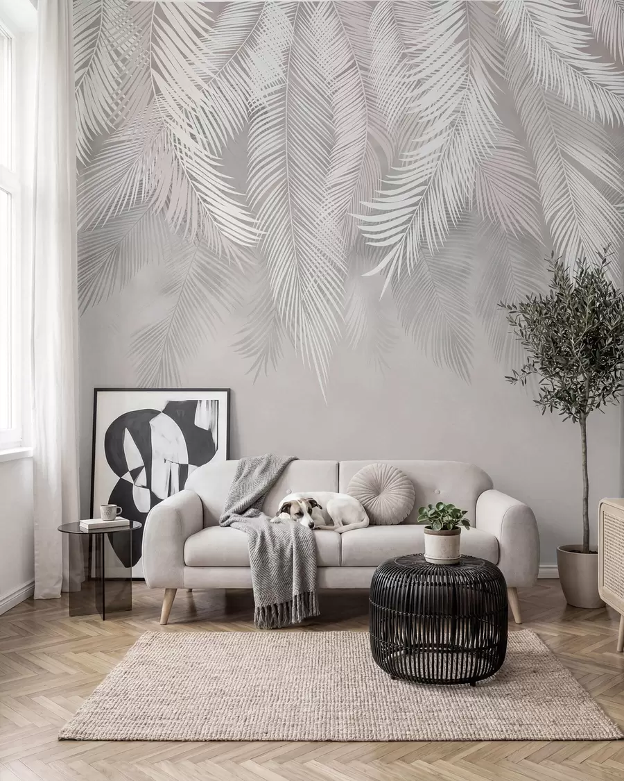 wall murals Srebrna palmina zavesa I u48556d1
