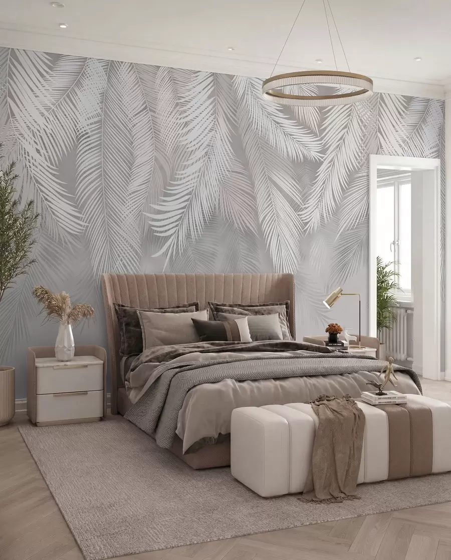 wall murals Srebrna palmina zavesa II u48556d2