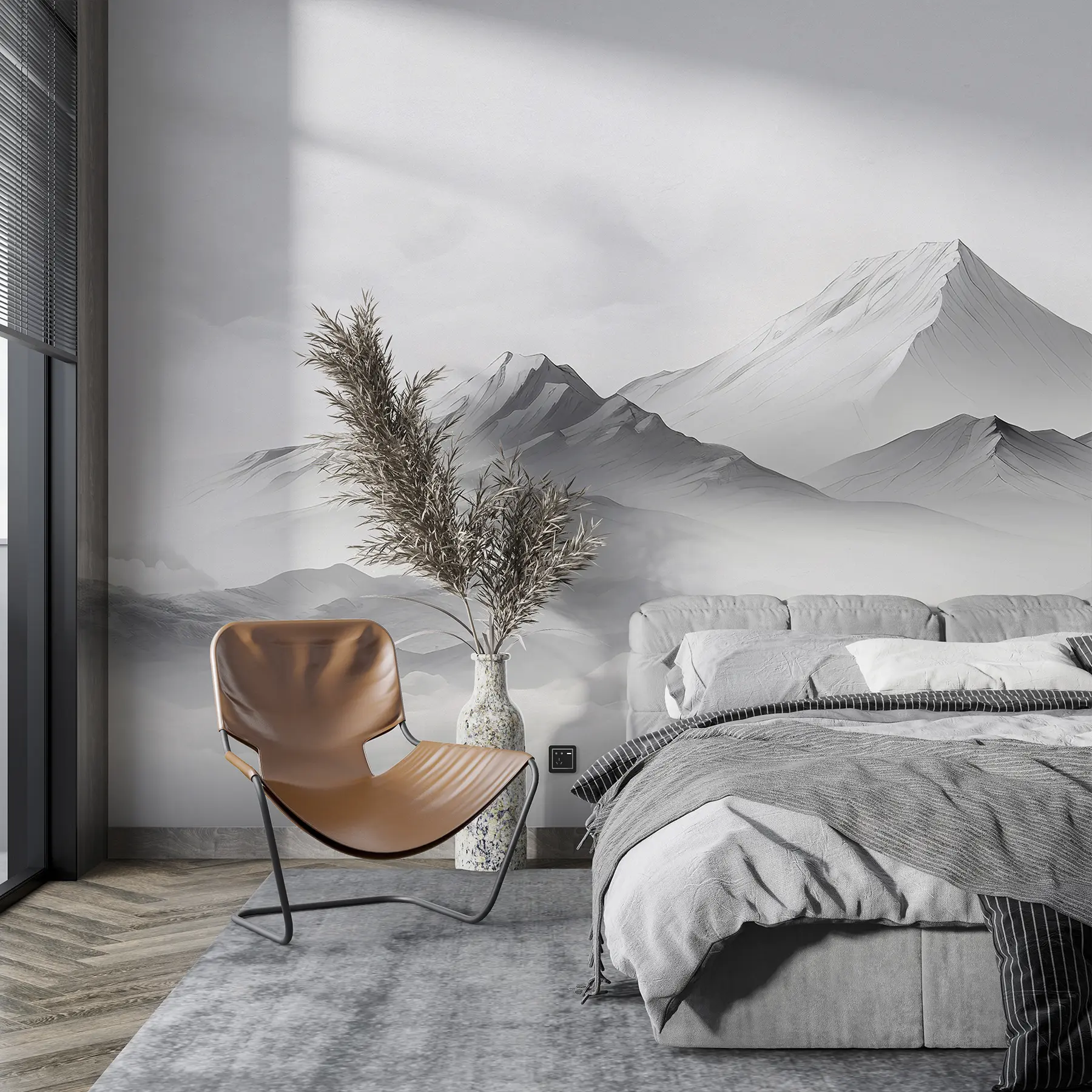 wall murals Планине у облацима, магла, сива боја, пејзаж u99458d1