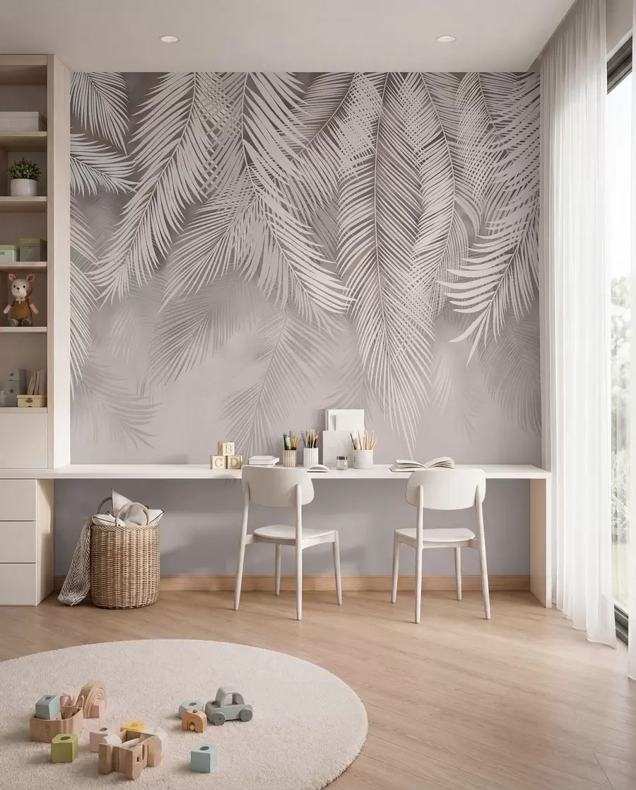 wall murals Zavjesa ružičastih palmi I u48556v5d1