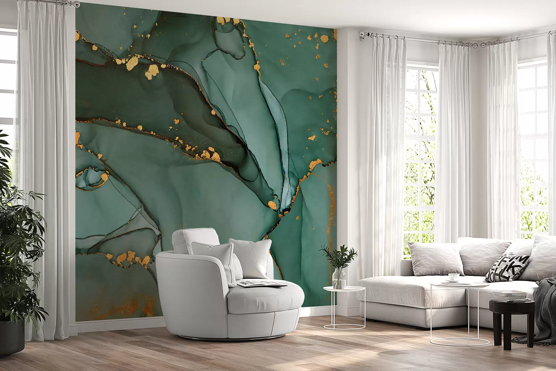 wall murals Луксузни оникс мермер са металним пукотинама u50235d1