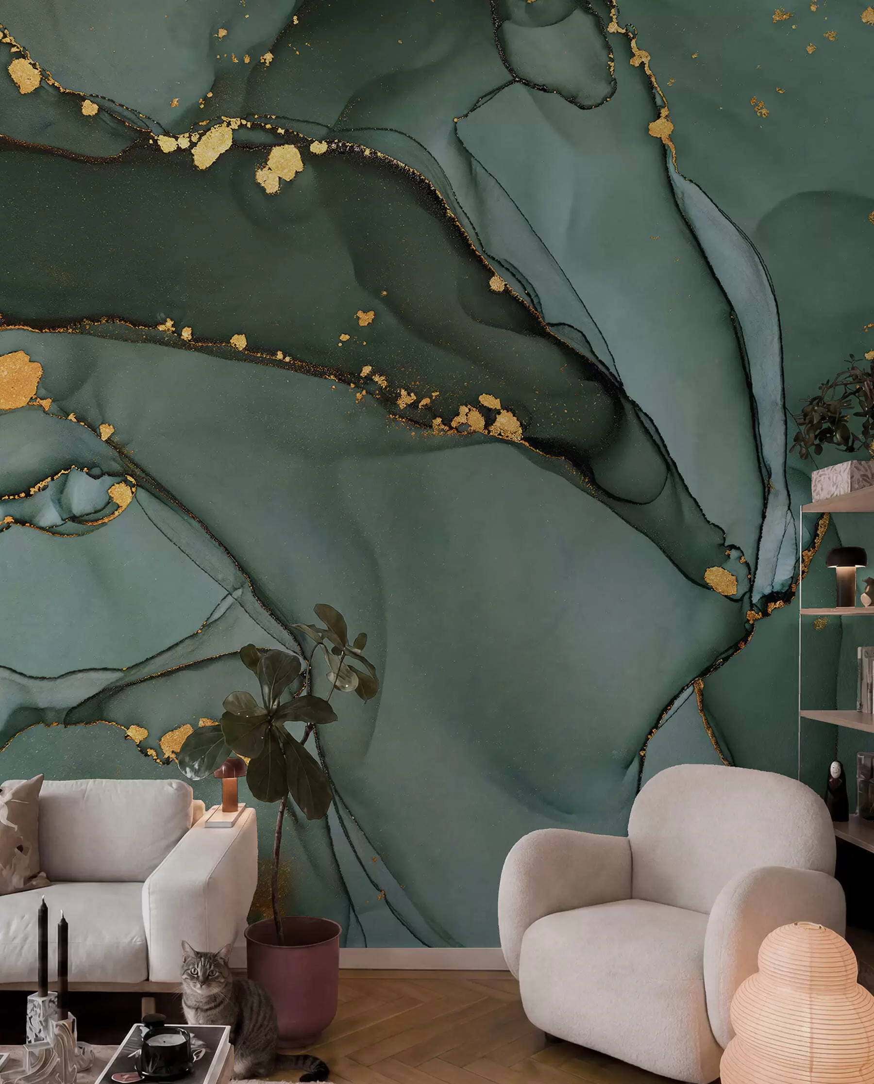 wall murals Луксузни оникс мермер са металним пукотинама u50235d1