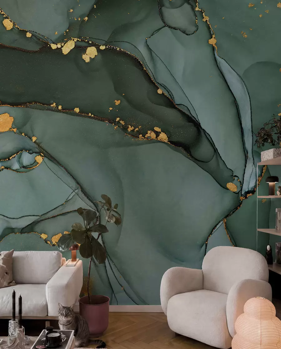 wall murals Луксузни оникс мермер са металним пукотинама u50235d1