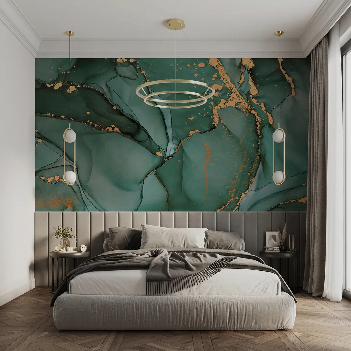 wall murals Луксузни оникс мермер са металним пукотинама u50235d2