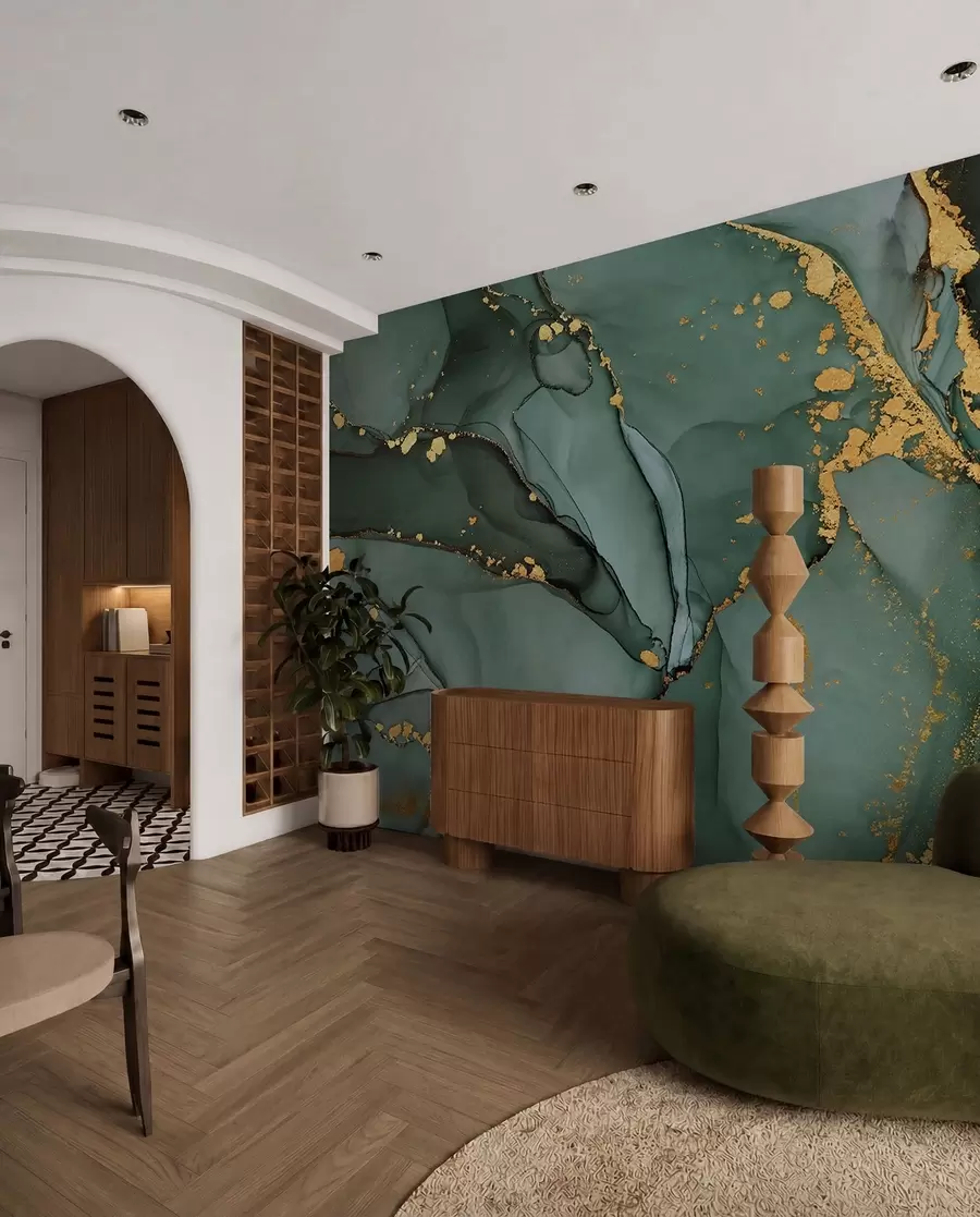 wall murals Луксузни оникс мермер са металним пукотинама u50235d2