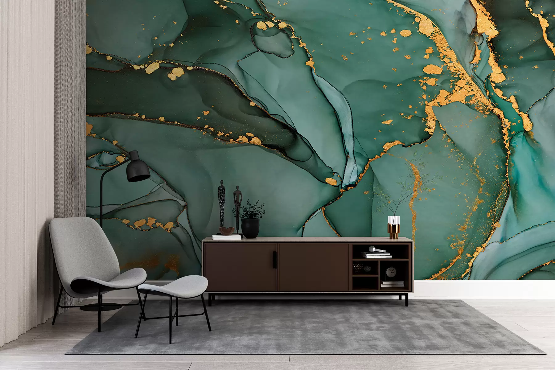 wall murals Луксузни оникс мермер са металним пукотинама u50235d2
