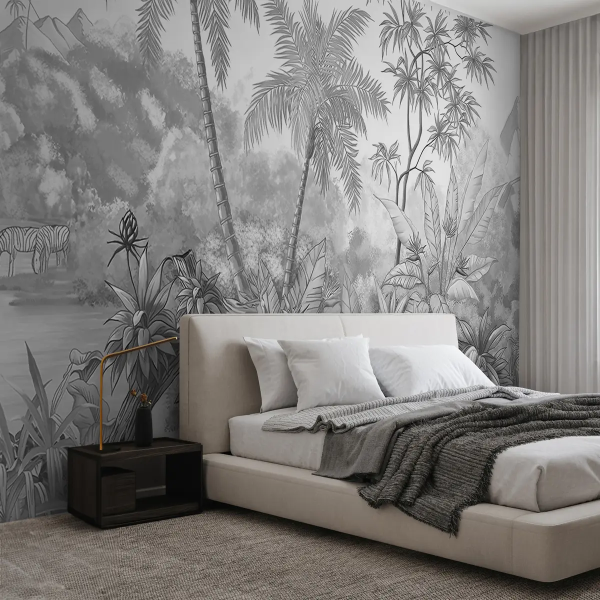 wall murals Црно-бели тропи u59039d3