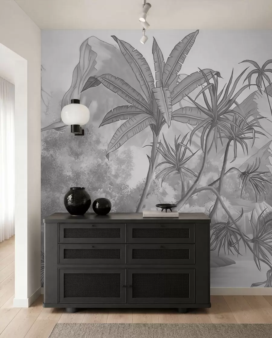 wall murals Црно-бели тропи u59039d1