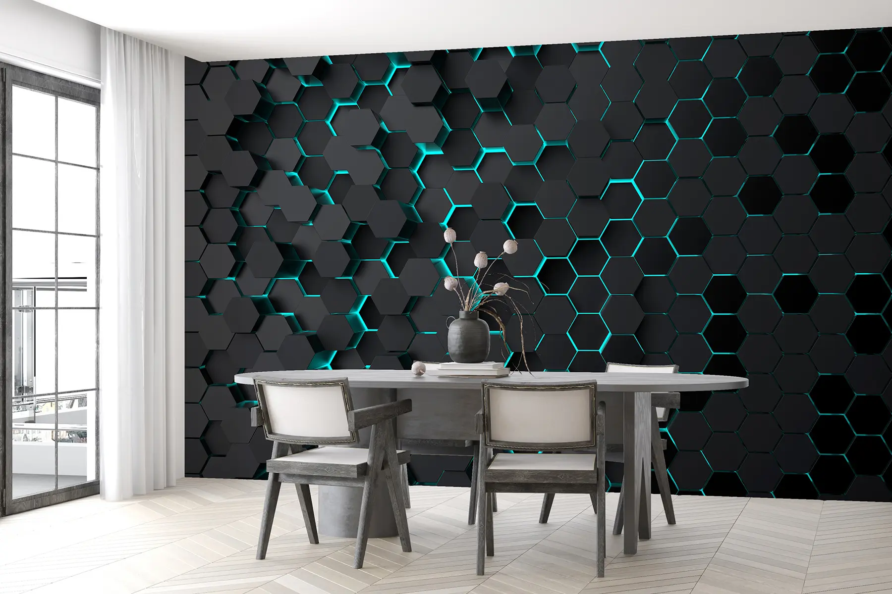 wall murals "Црни тиркизни шестоугао" u93618d3