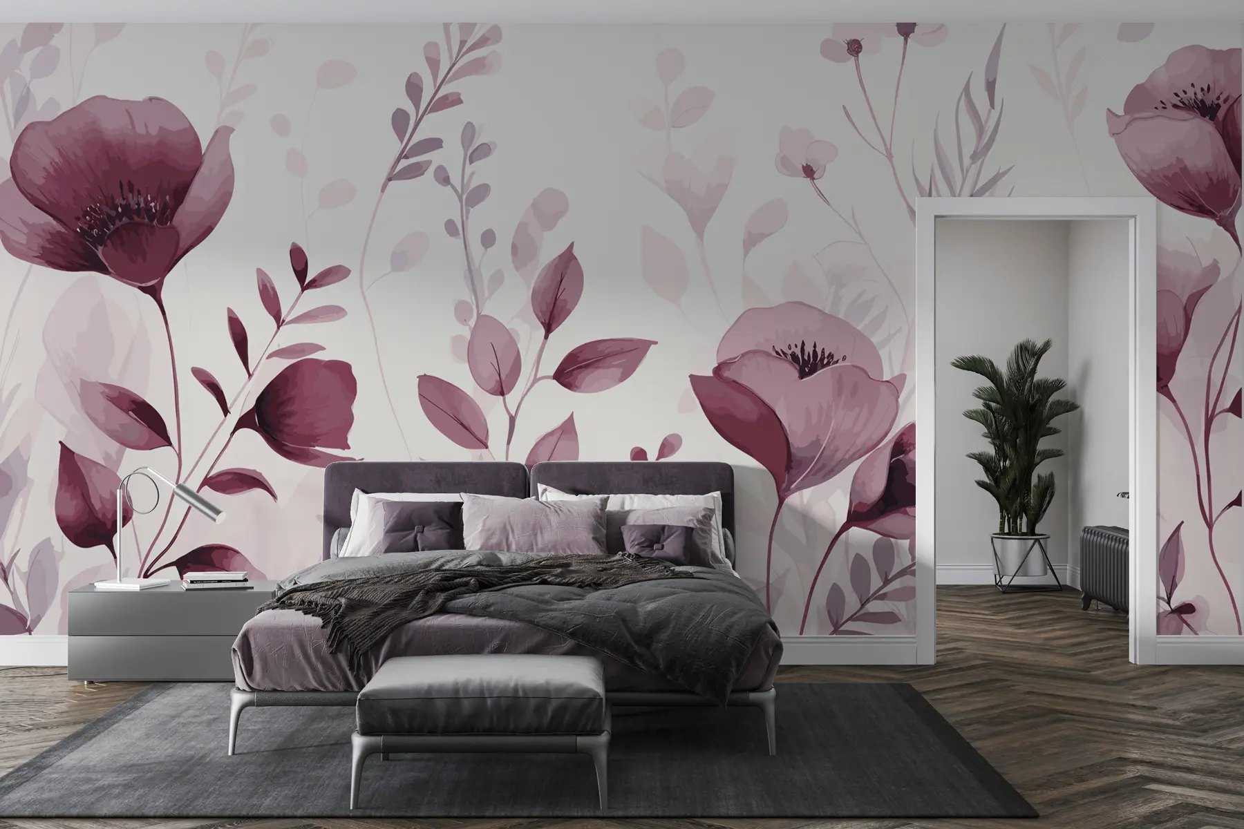wall murals Ружичасто цвеће на белој позадини u99558