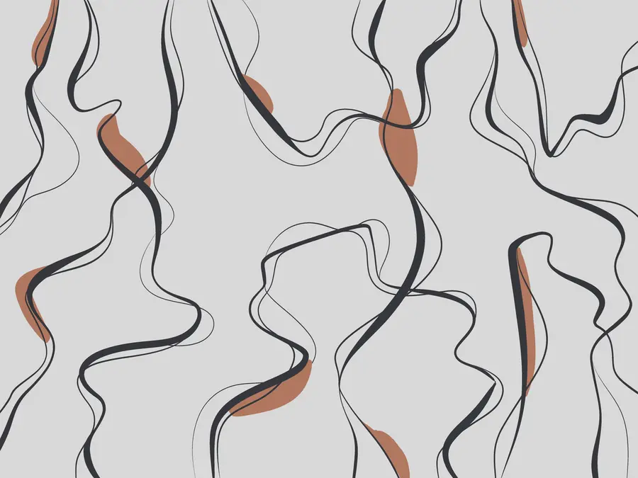 wall murals Уметност цртања мастилом, апстрактни узорак, геометријске линије, сива и наранџаста u99659v3