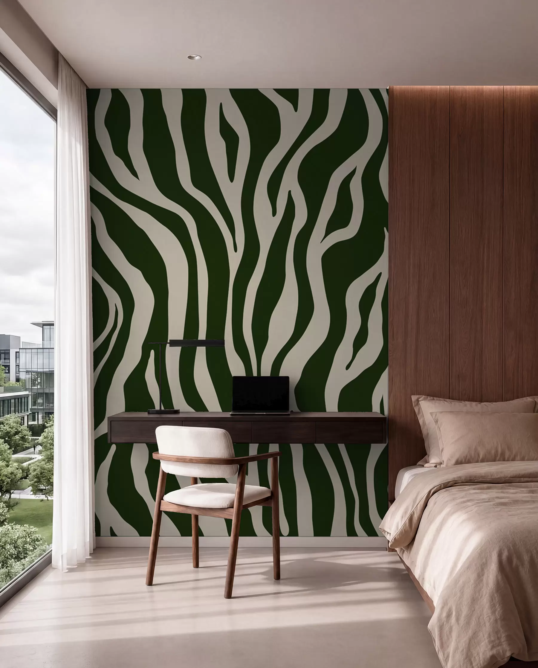 wall murals Векторски отисак коже зебре зелене и беле боје u99173v2