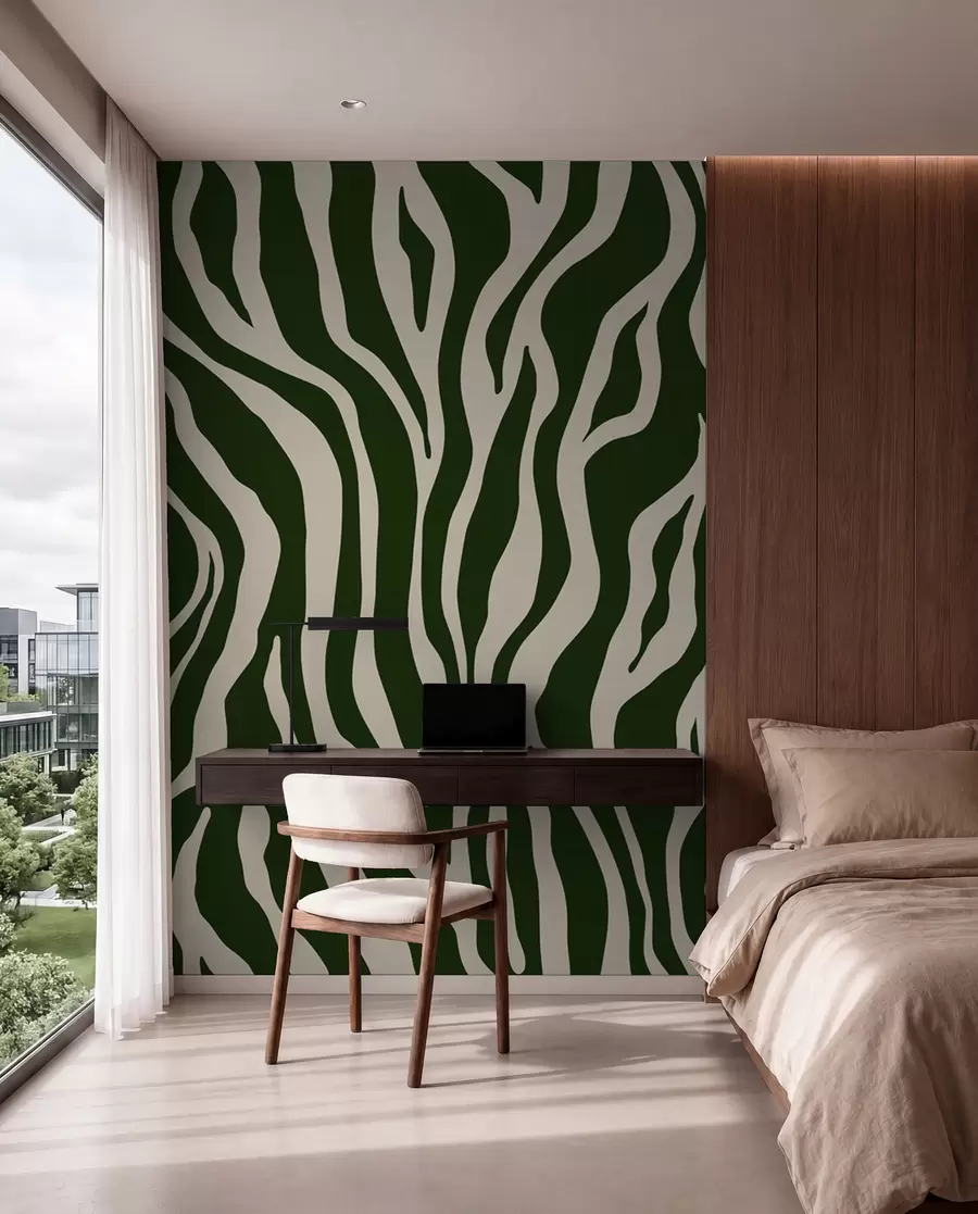 wall murals Векторски отисак коже зебре зелене и беле боје u99173v2