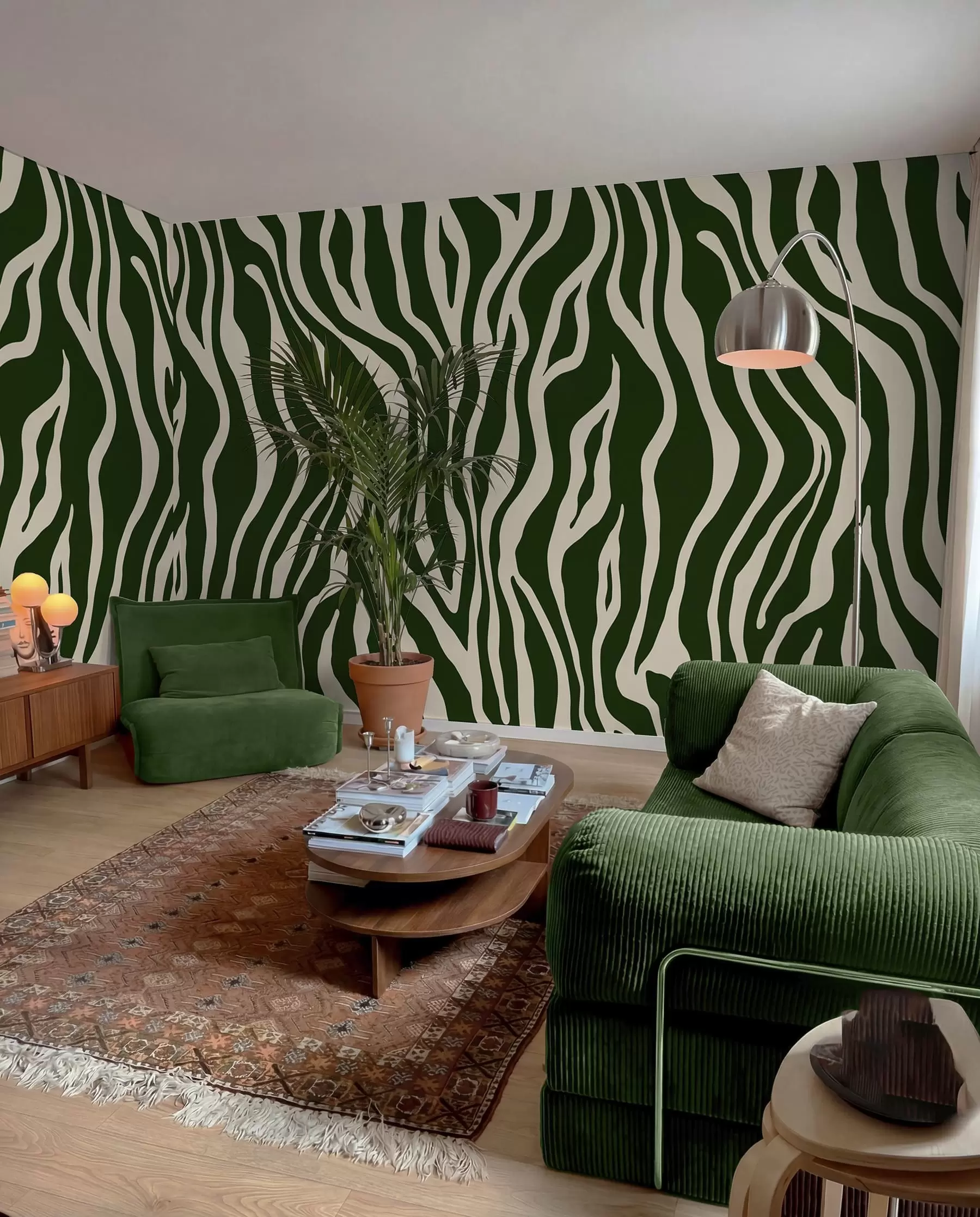 wall murals Векторски отисак коже зебре зелене и беле боје u99173v2