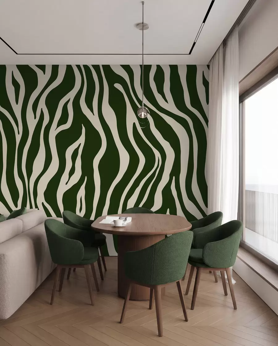 wall murals Векторски отисак коже зебре зелене и беле боје u99173v2