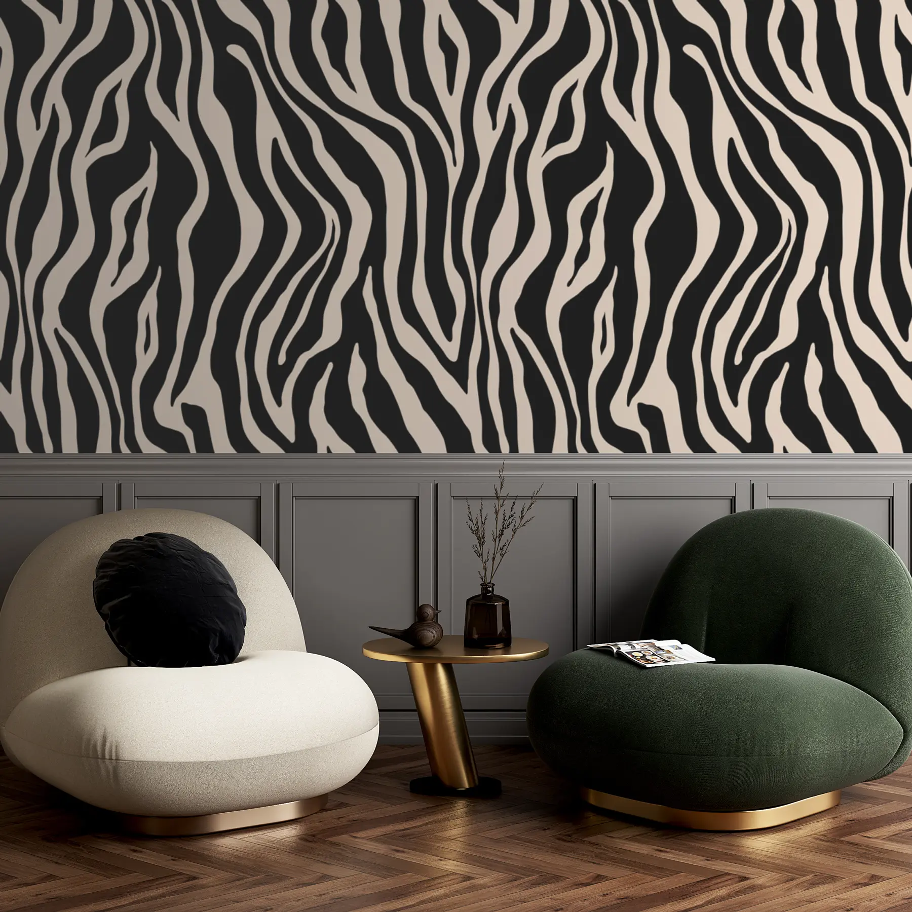 wall murals Векторски отисак коже зебре у црно-белим бојама u99173v3